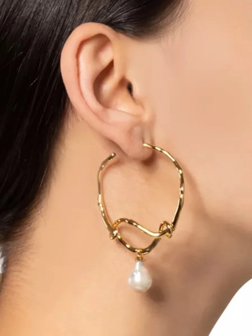 Alexis Bittar Cultured Freshwater Pearl Charm Twist Hoop Earrings - Picture 2 of 6